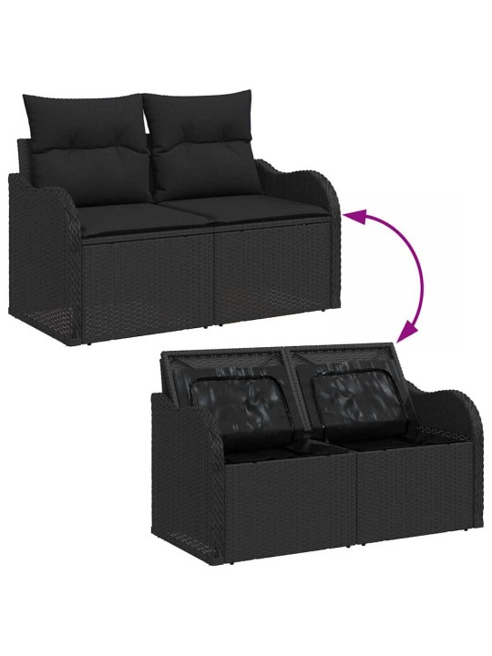 Dārza dīvānu komplekts 8 pcs melna