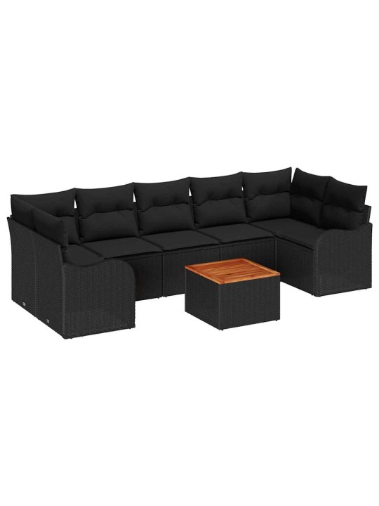 Dārza dīvānu komplekts 8 pcs melna