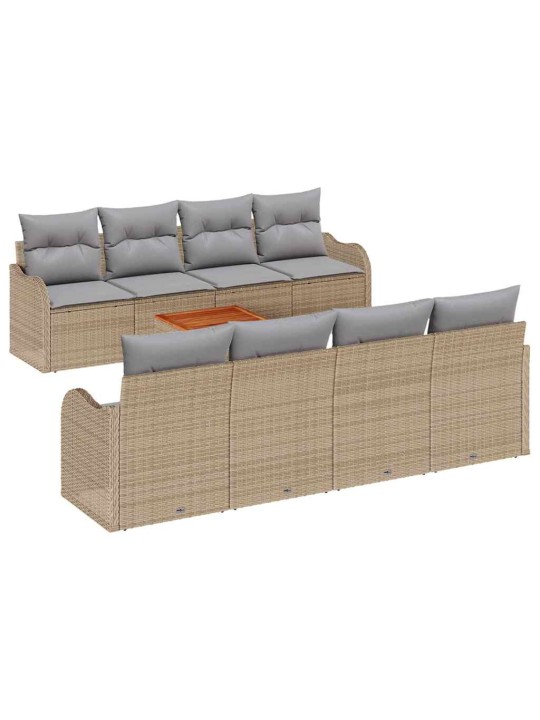 Dārza dīvānu komplekts 9 pcs bēša un gaiši pelēka
