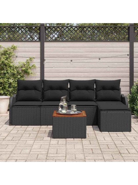 Dārza dīvānu komplekts 6 pcs melna
