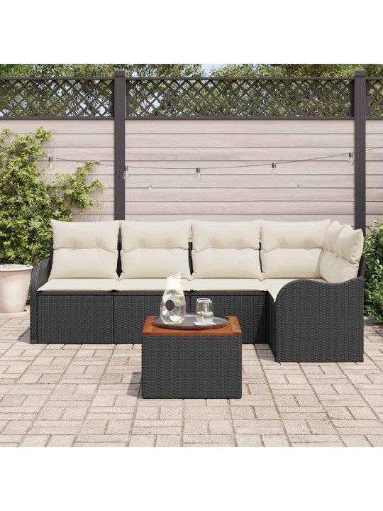 Dārza dīvānu komplekts 6 pcs melns un balts