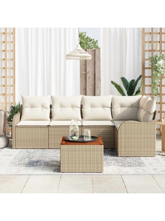 Dārza dīvānu komplekts 6 pcs bēšs un balts