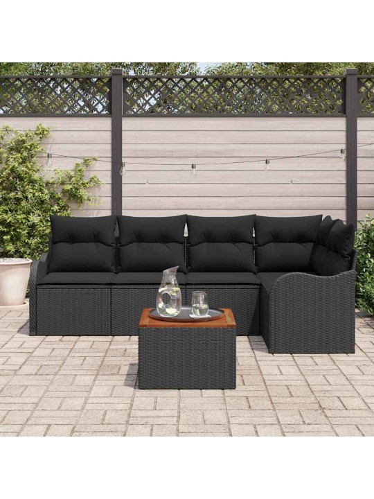Dārza dīvānu komplekts 6 pcs melna