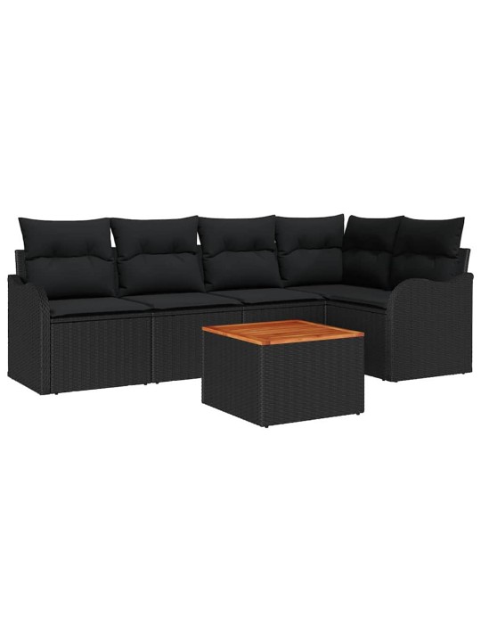 Dārza dīvānu komplekts 6 pcs melna