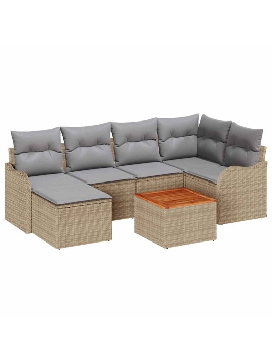 Dārza dīvānu komplekts 7 pcs bēša un gaiši pelēka