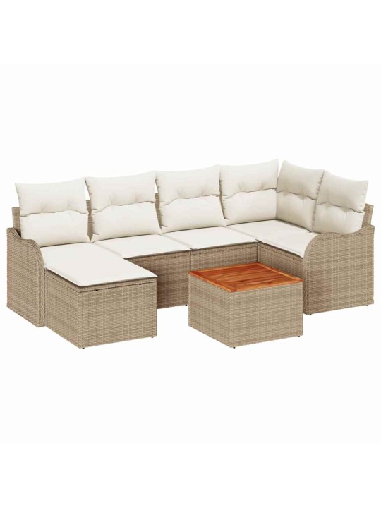 Dārza dīvānu komplekts 7 pcs bēšs un balts