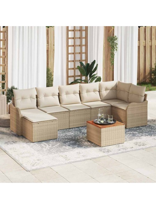 Dārza dīvānu komplekts 8 pcs bēšs un balts