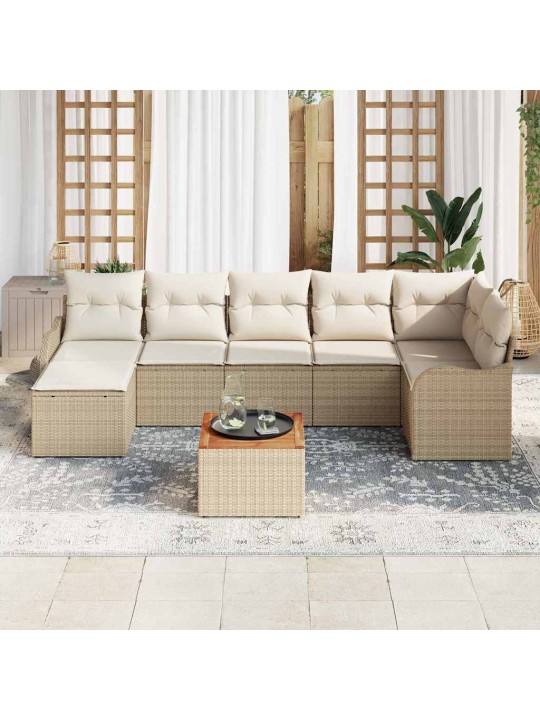 Dārza dīvānu komplekts 8 pcs bēšs un balts