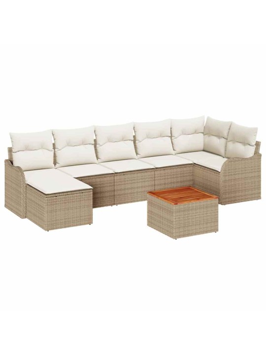 Dārza dīvānu komplekts 8 pcs bēšs un balts