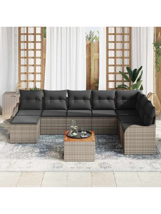 Dārza dīvānu komplekts 9 pcs pelēka