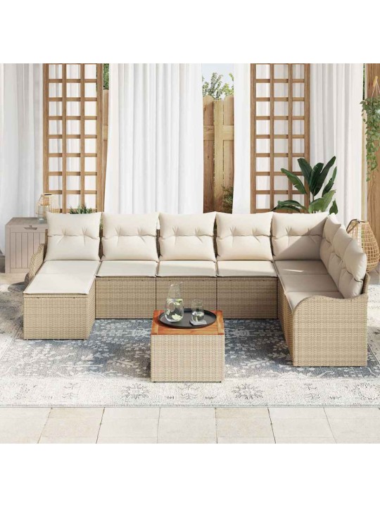 Dārza dīvānu komplekts 9 pcs bēšs un balts