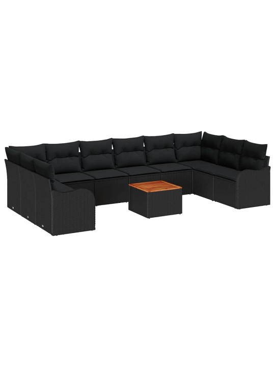 Dārza dīvānu komplekts 10 pcs melna