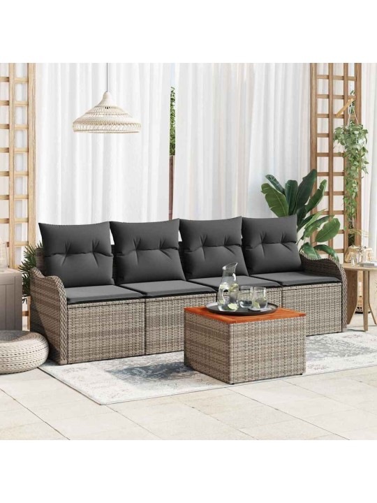 Dārza dīvānu komplekts 5 pcs pelēka