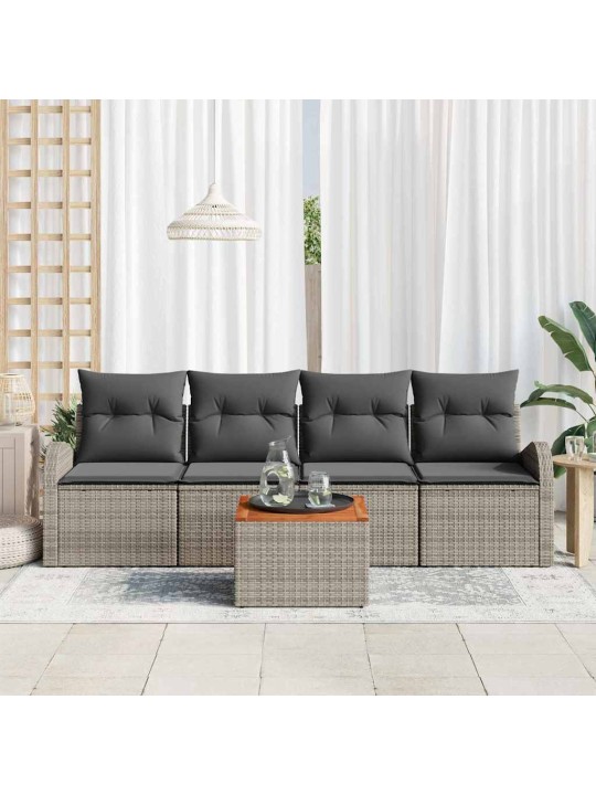 Dārza dīvānu komplekts 5 pcs pelēka