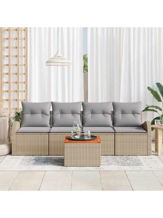 Dārza dīvānu komplekts 5 pcs bēša un gaiši pelēka
