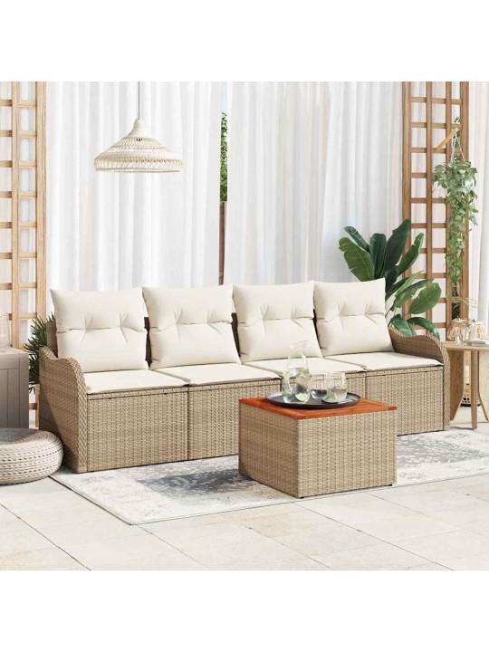 Dārza dīvānu komplekts 5 pcs bēšs un balts
