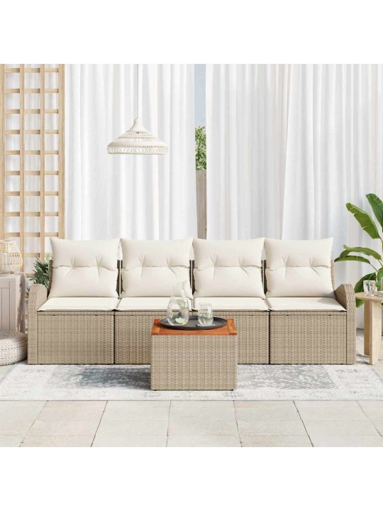 Dārza dīvānu komplekts 5 pcs bēšs un balts