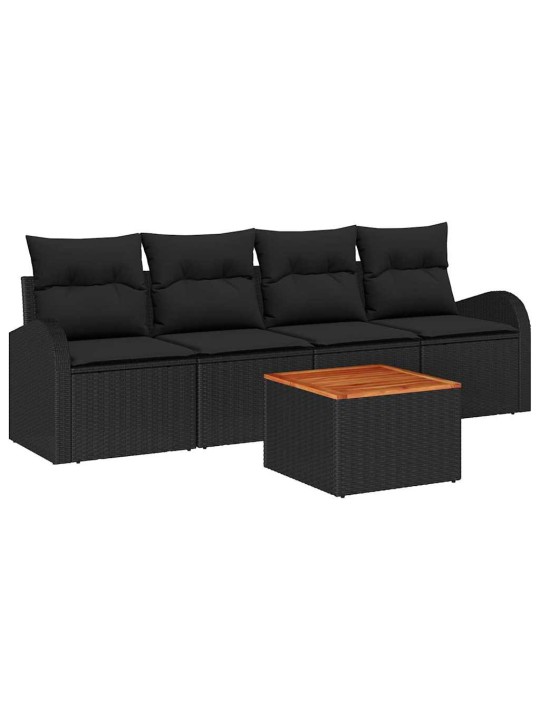 Dārza dīvānu komplekts 5 pcs melna