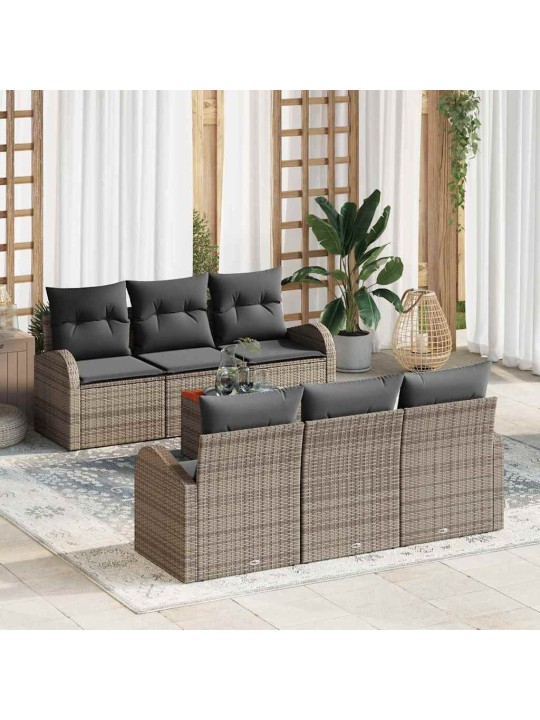 Dārza dīvānu komplekts 7 pcs pelēka