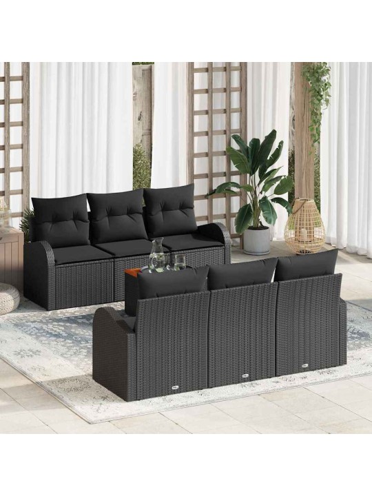 Dārza dīvānu komplekts 7 pcs melna