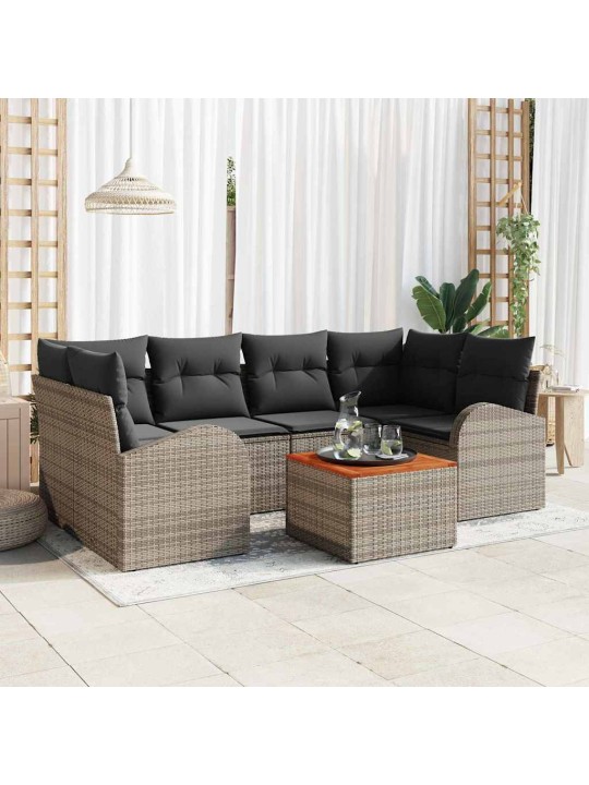Dārza dīvānu komplekts 7 pcs pelēka