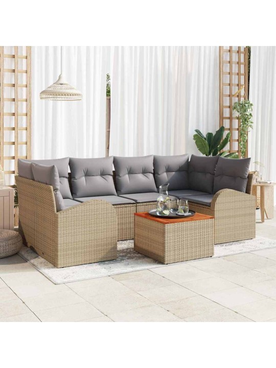 Dārza dīvānu komplekts 7 pcs bēša un gaiši pelēka