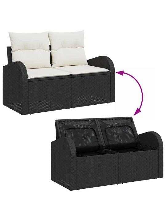 Dārza dīvānu komplekts 8 pcs melns un balts