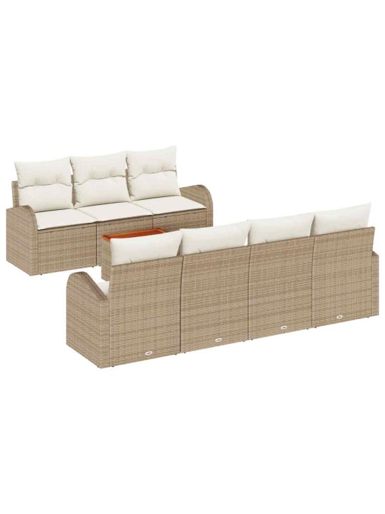 Dārza dīvānu komplekts 8 pcs bēšs un balts