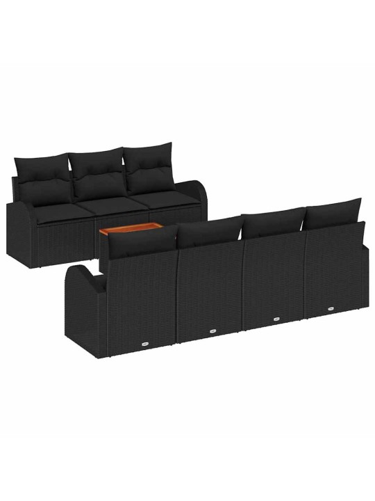 Dārza dīvānu komplekts 8 pcs melna