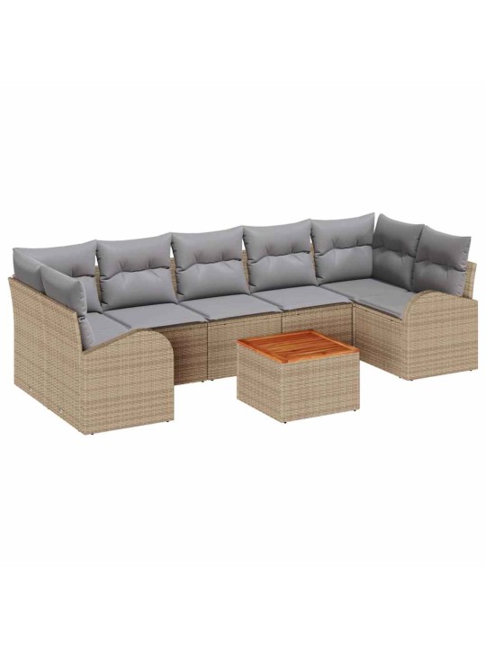 Dārza dīvānu komplekts 8 pcs bēša un gaiši pelēka