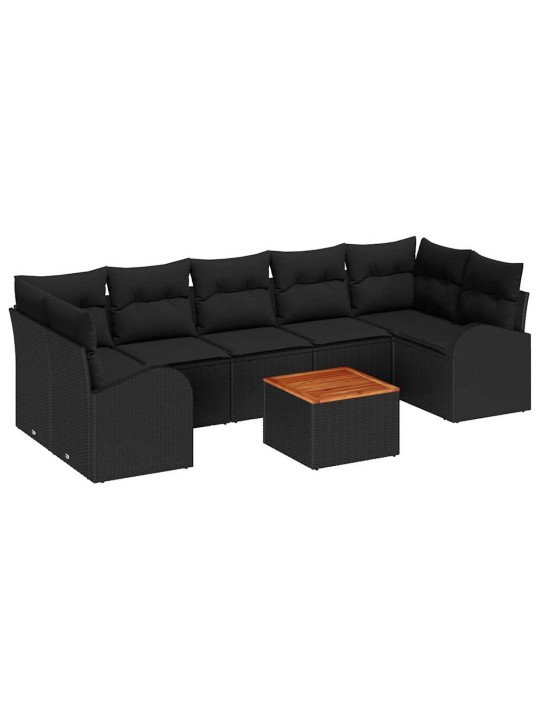 Dārza dīvānu komplekts 8 pcs melna