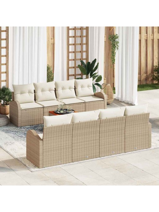 Dārza dīvānu komplekts 9 pcs bēšs un balts