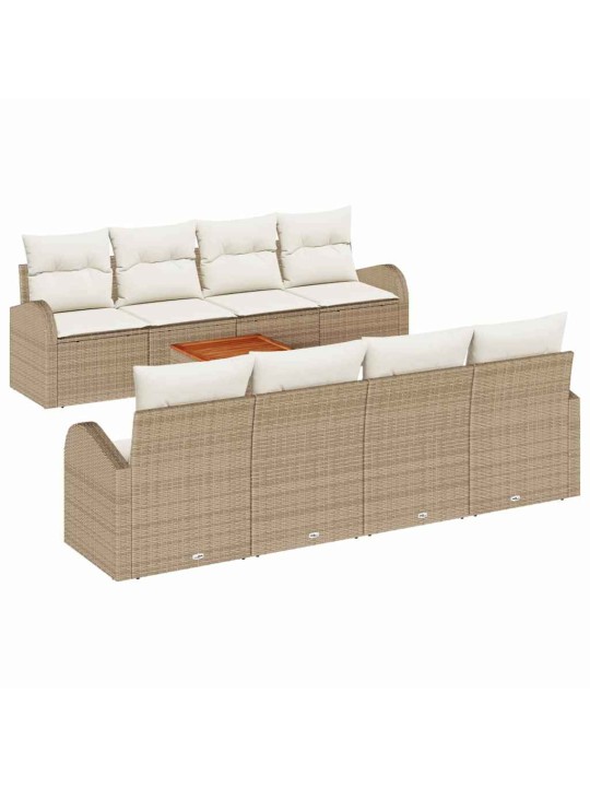 Dārza dīvānu komplekts 9 pcs bēšs un balts