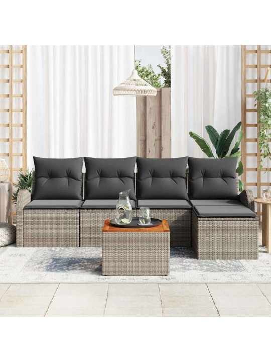 Dārza dīvānu komplekts 6 pcs pelēka