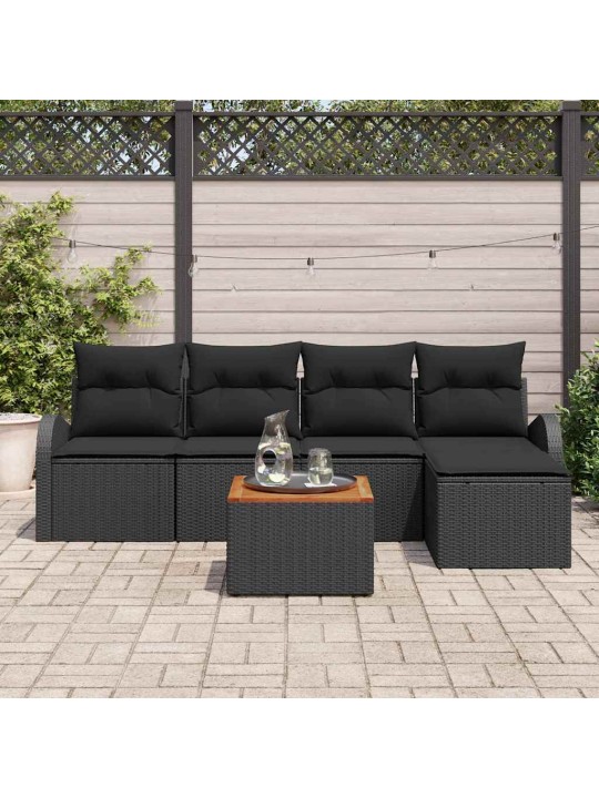 Dārza dīvānu komplekts 6 pcs melna