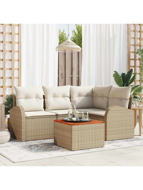 Dārza dīvānu komplekts 5 pcs bēšs un balts