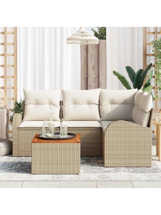 Dārza dīvānu komplekts 5 pcs bēšs un balts