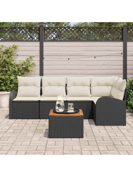 Dārza dīvānu komplekts 6 pcs melns un balts