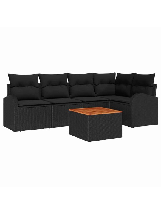 Dārza dīvānu komplekts 6 pcs melna