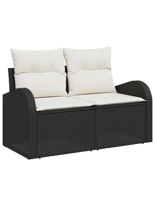 Dārza dīvānu komplekts 7 pcs melns un balts