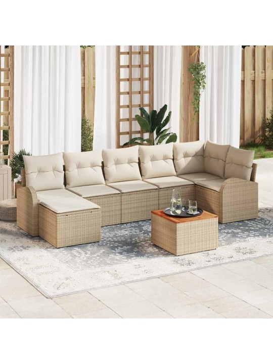 Dārza dīvānu komplekts 8 pcs bēšs un balts