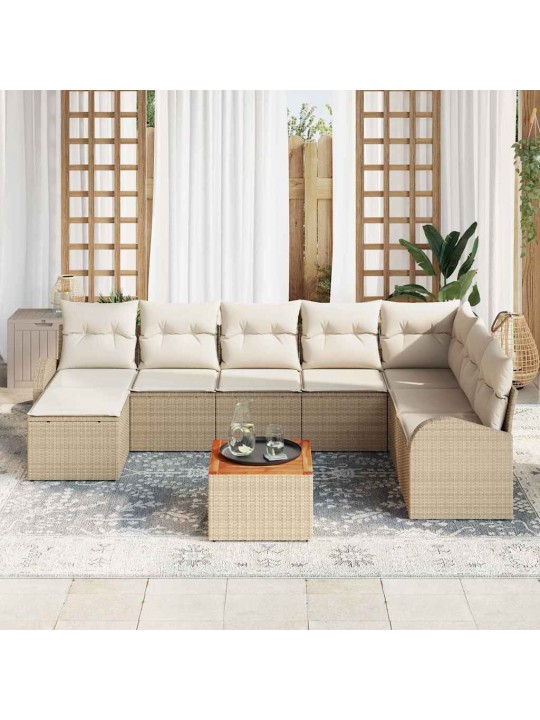 Dārza dīvānu komplekts 9 pcs bēšs un balts