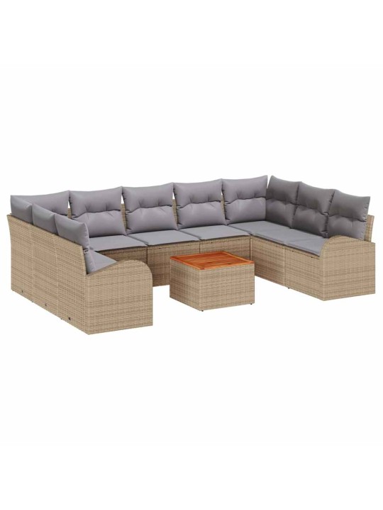 Dārza dīvānu komplekts 10 pcs bēša un gaiši pelēka