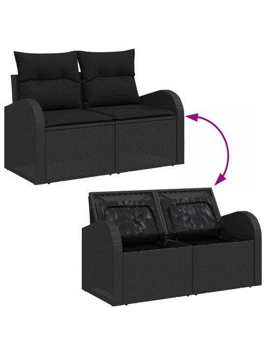 Dārza dīvānu komplekts 10 pcs melna