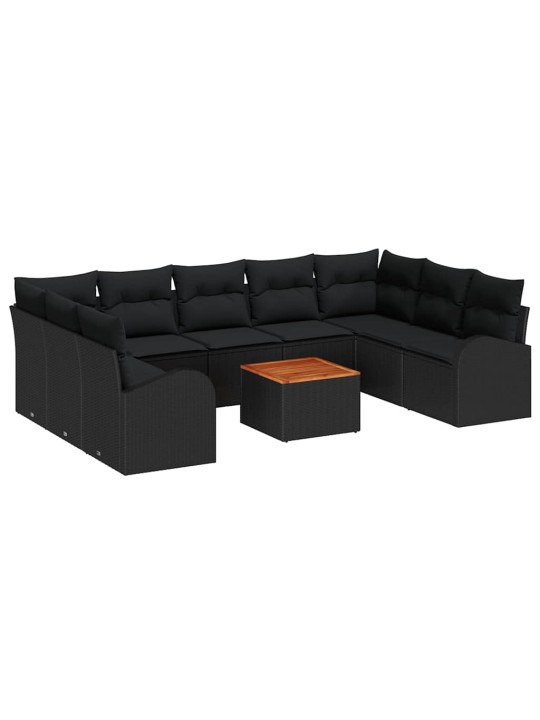 Dārza dīvānu komplekts 10 pcs melna