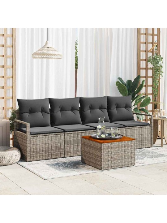 Dārza dīvānu komplekts 5 pcs pelēka