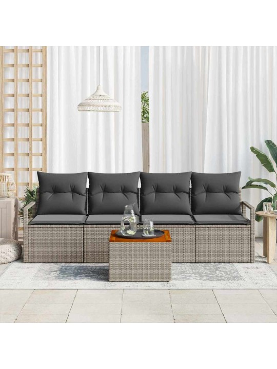 Dārza dīvānu komplekts 5 pcs pelēka