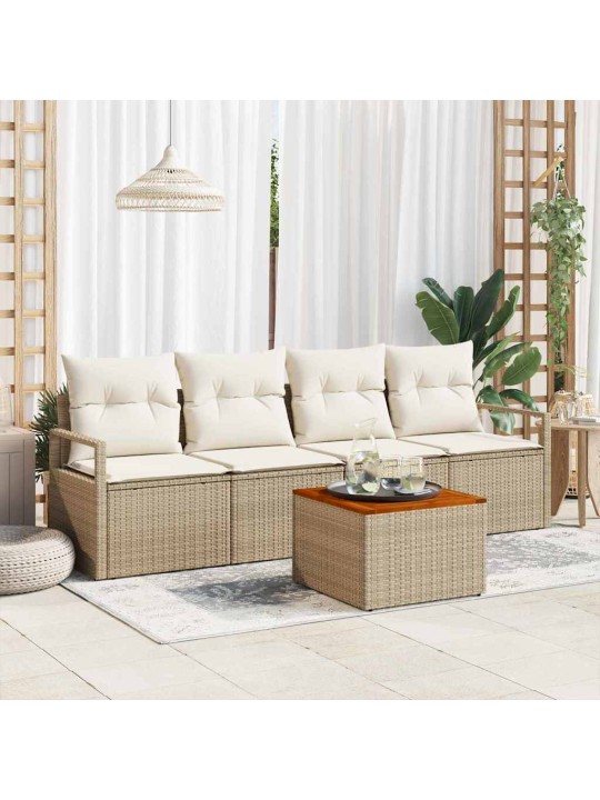 Dārza dīvānu komplekts 5 pcs bēšs un balts
