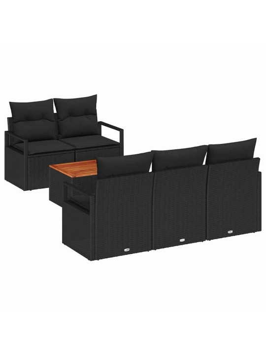 Dārza dīvānu komplekts 6 pcs melna