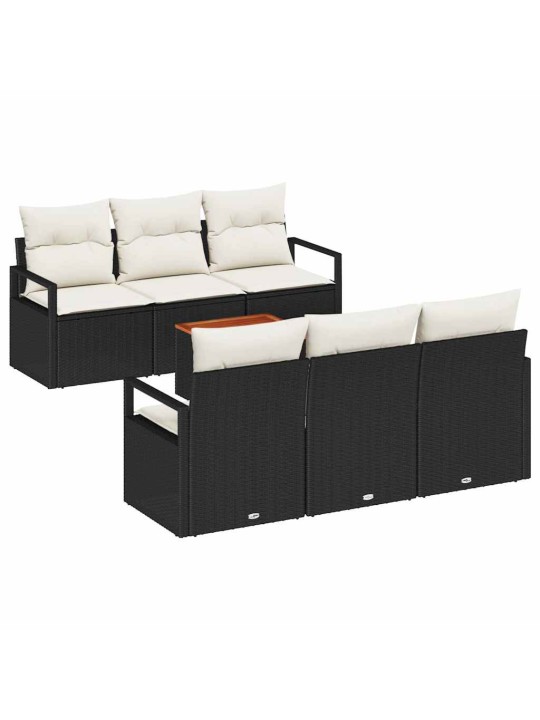 Dārza dīvānu komplekts 7 pcs melns un balts